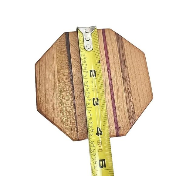 Set Of 8 Wooden Drink Coasters W/Holder Handmade USA Walnut Acacia Cherry Wood - Picture 14 of 16